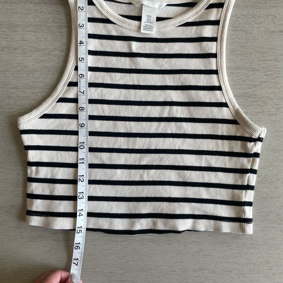 H&M Stripe Cream&Black crop top size M - Picture 4 of 6